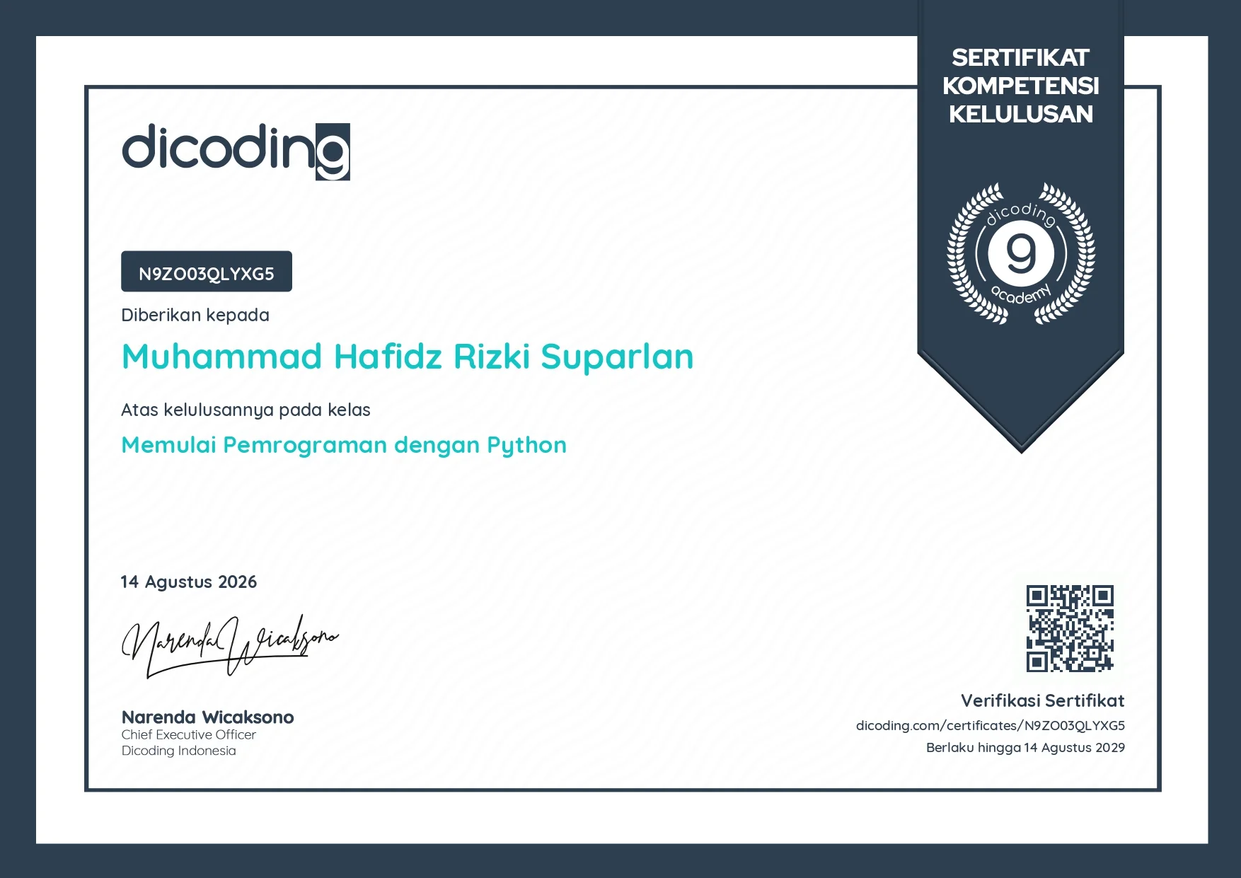 Python Programming Essentials Certificate